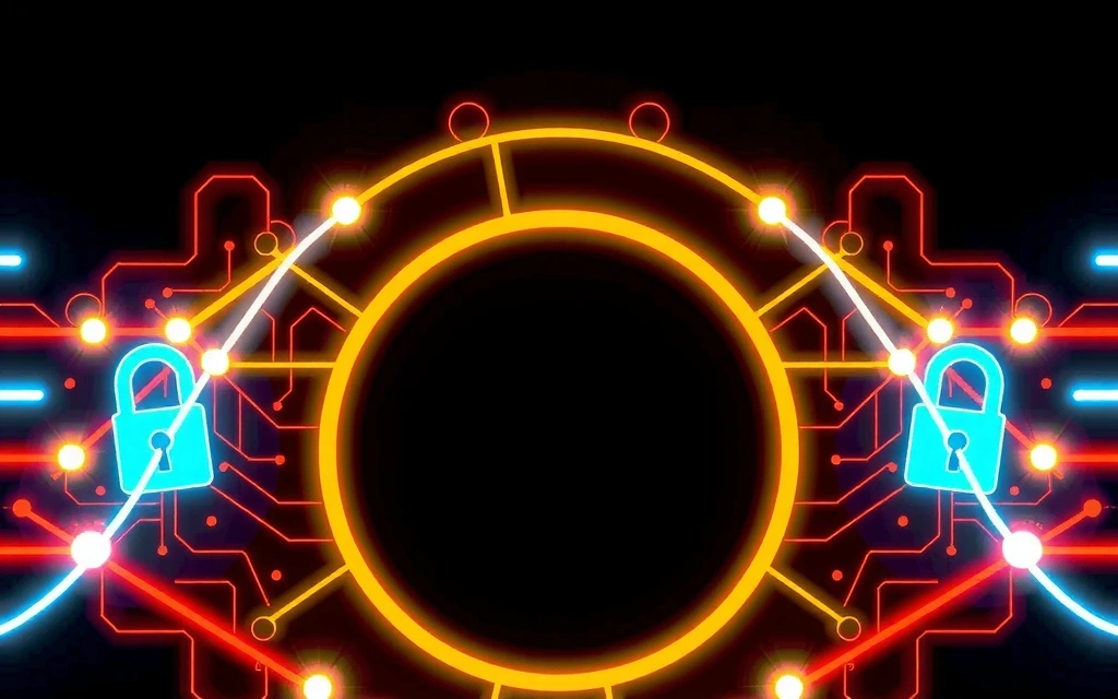 Abstract representation of intellectual property, with flowing lines and glowing circuits